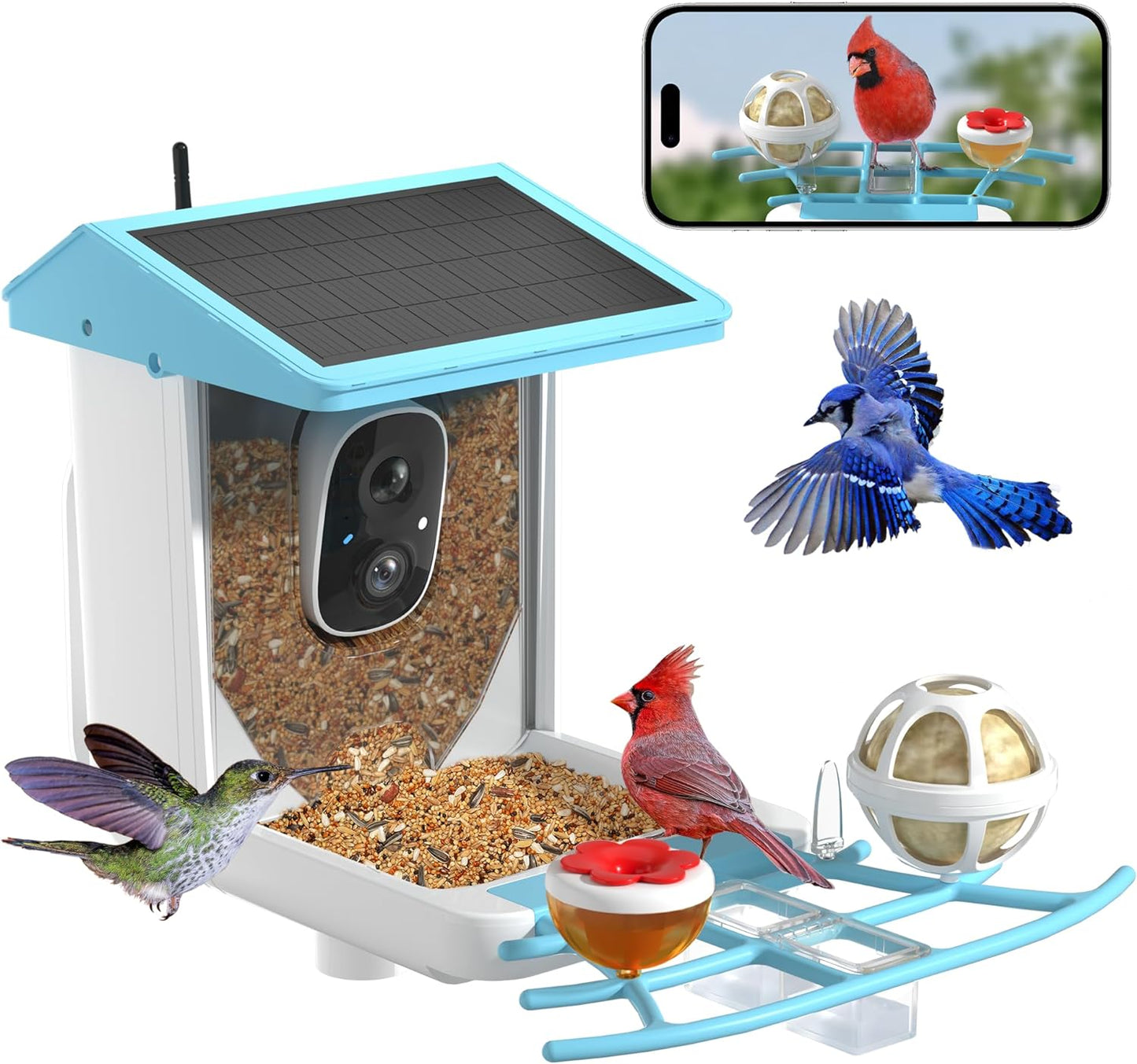 Solar-Powered 1296P HD Smart Bird Feeder with AI, Auto Video Capture & Motion Detection