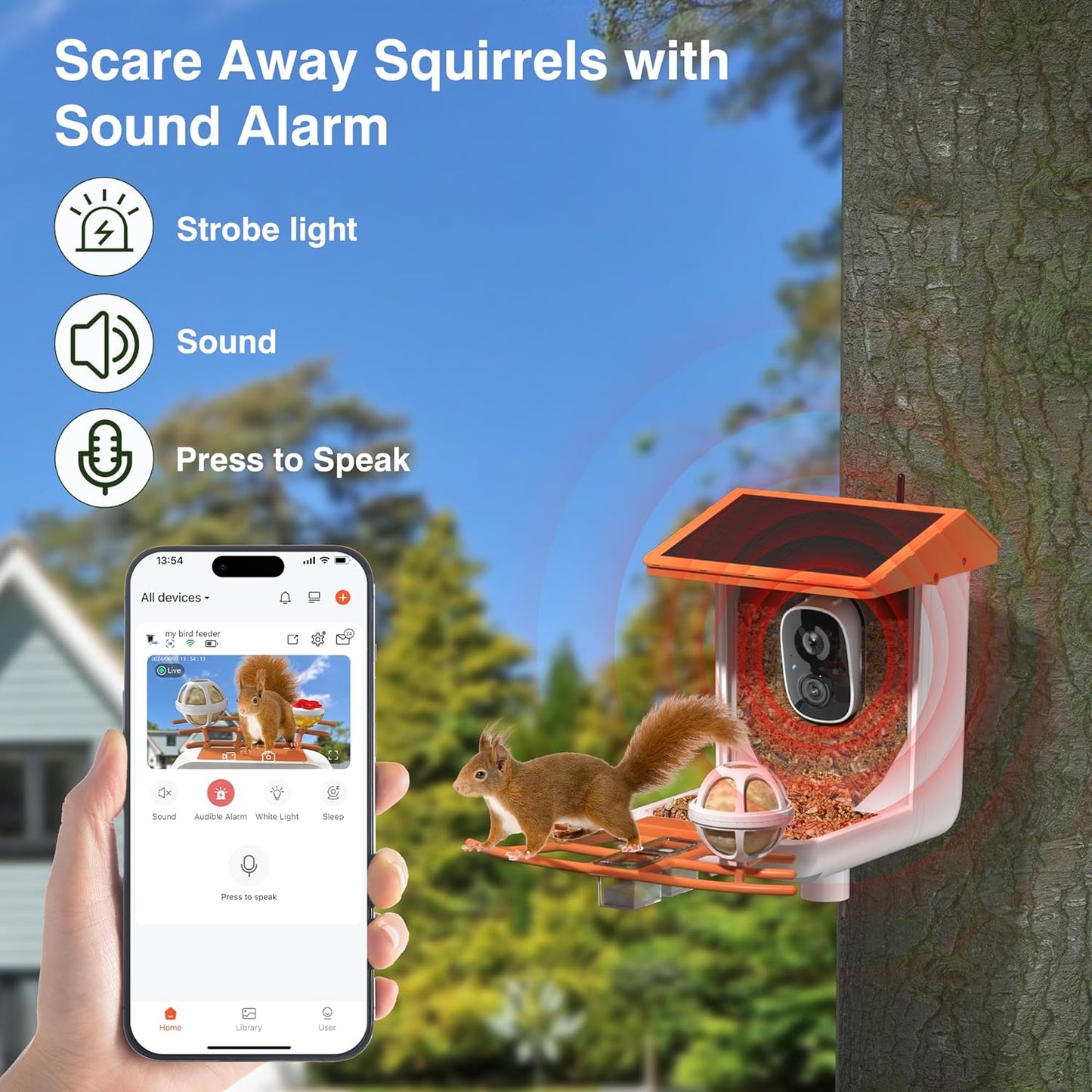 Solar-Powered 1296P HD Smart Bird Feeder with AI, Auto Video Capture & Motion Detection